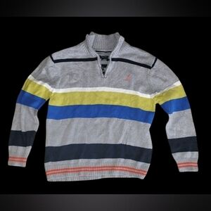 NAUTICA PULLOVER 1/4 zip sweater, boys' M (10/12), knit, multicolored stripes